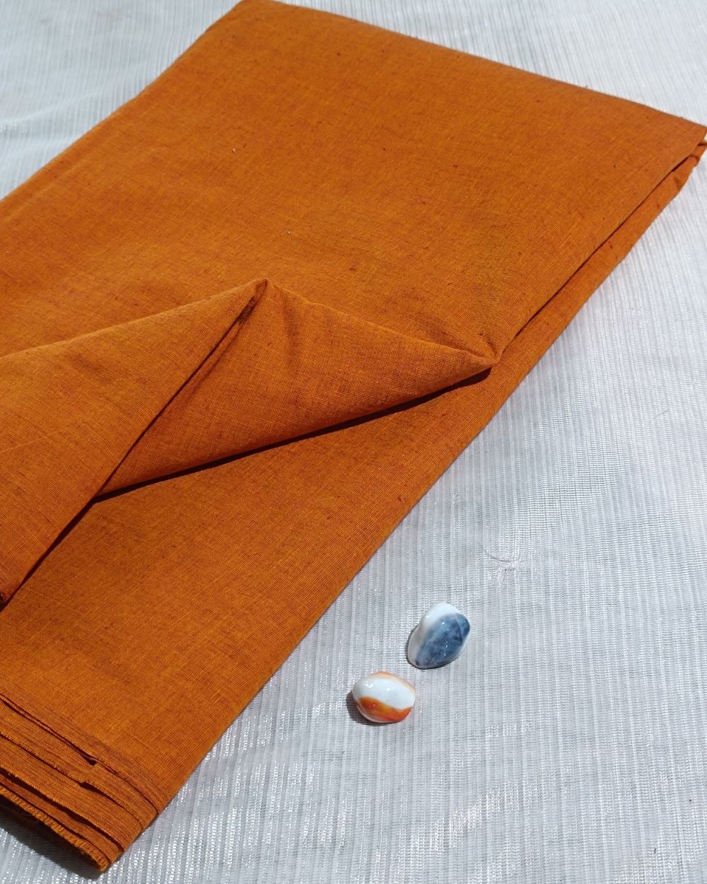 Plain Khadi Cotton Fabric Mustard Yellow Colour 45 Inches Width