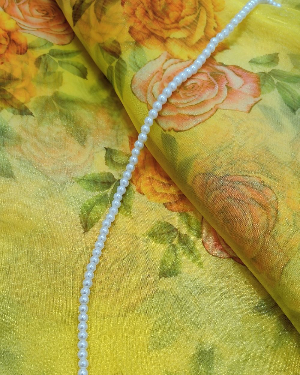 Printed Organza Yellow Colour 44 Inches Width