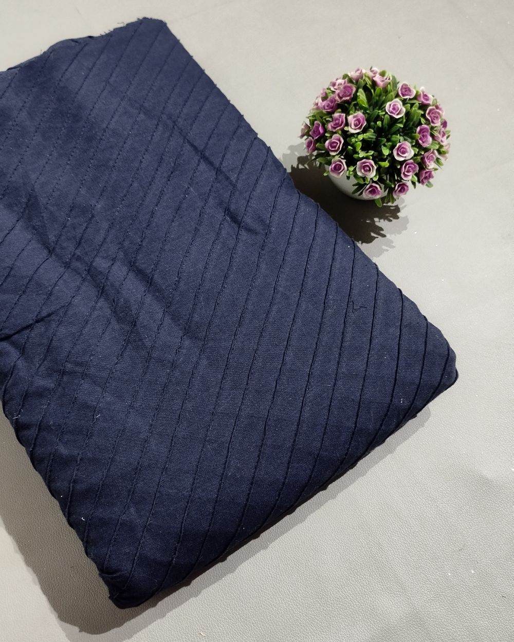 Cotton Pintex Work Navy Blue Colour 42 Inches Width