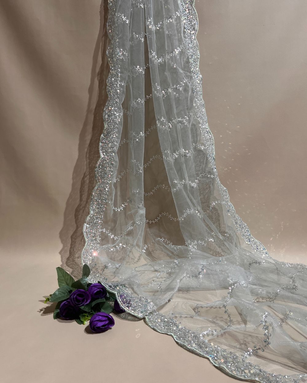 Net Work with Cutwork Border Pastel Mint Green Colour 40 Inches Width