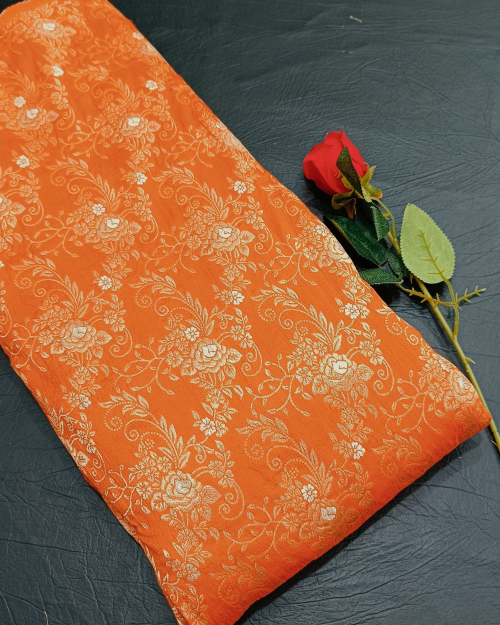 Banarasi Orange Colour 44 Inches Width