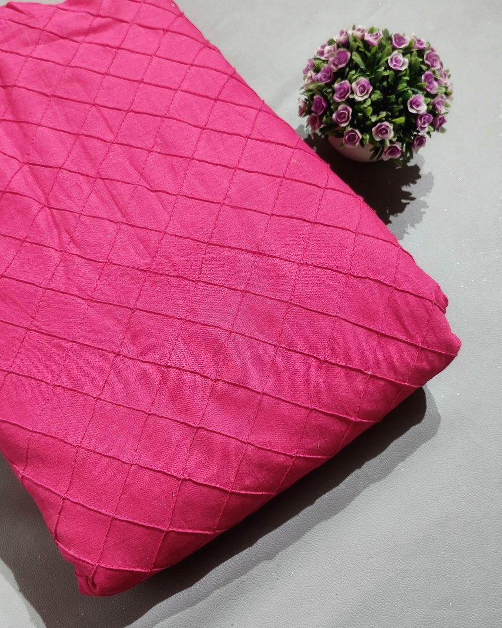 Cotton Pintex Work Pink Colour 42 Inches Width