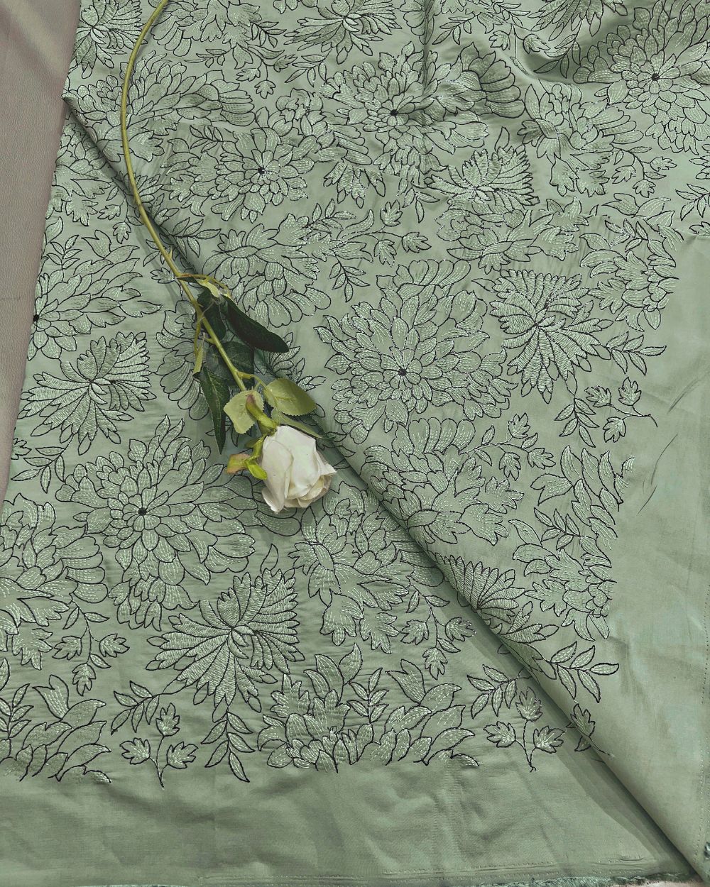 Malai Silk Work Pista Colour 40 Inches Width