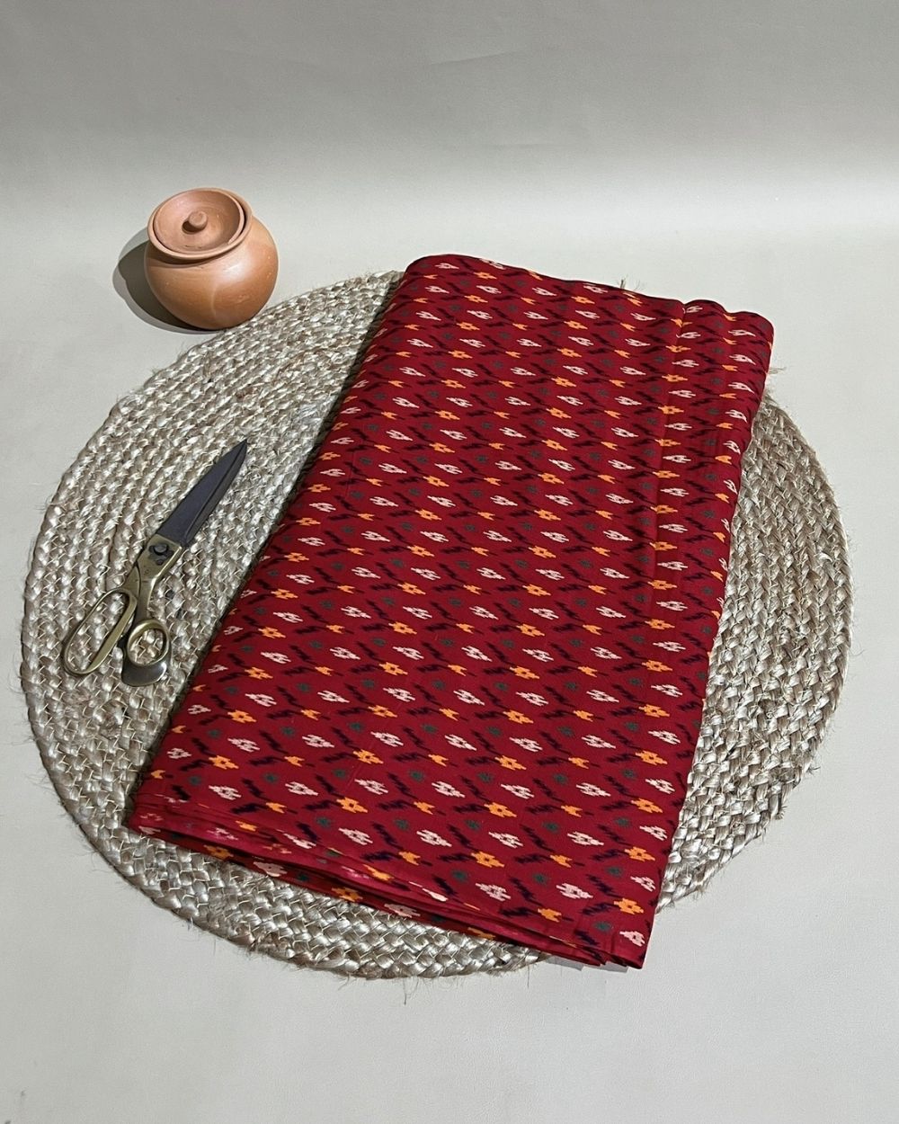 Gujari Print Cotton Red Colour 40 Inches Width