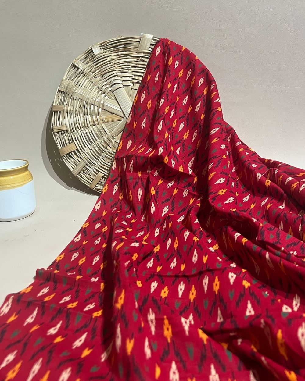 Gujari Print Cotton Red Colour 40 Inches Width