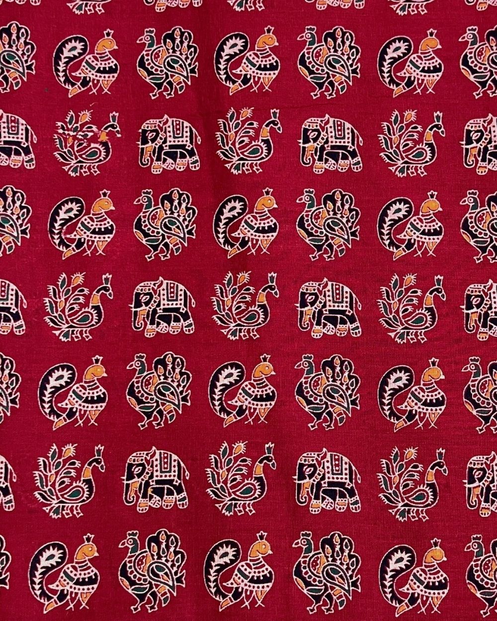 Gujari Print Cotton Red Colour 40 Inches Width
