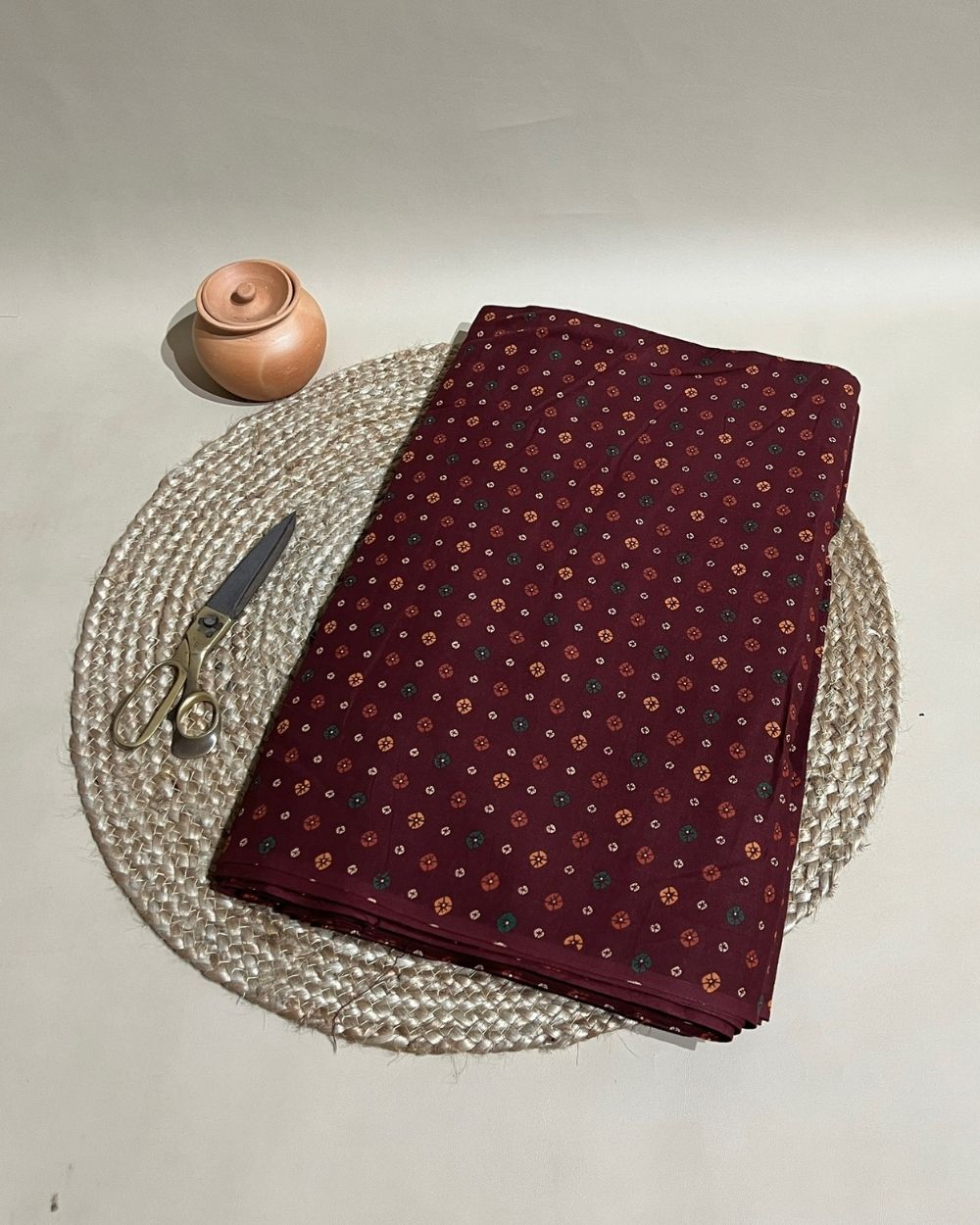 Gujari Print Cotton Maroon Colour 40 Inches Width