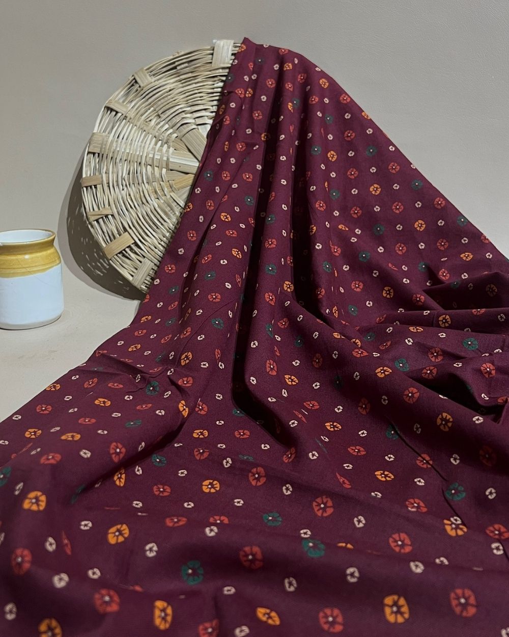 Gujari Print Cotton Maroon Colour 40 Inches Width