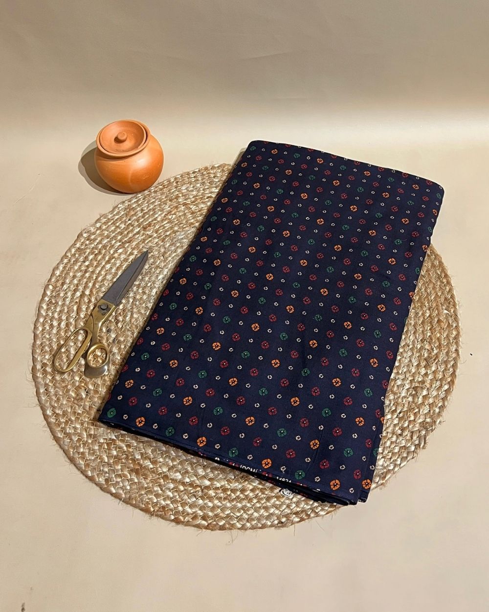 Gujari Print Cotton Navy Blue Colour 40 Inches Width
