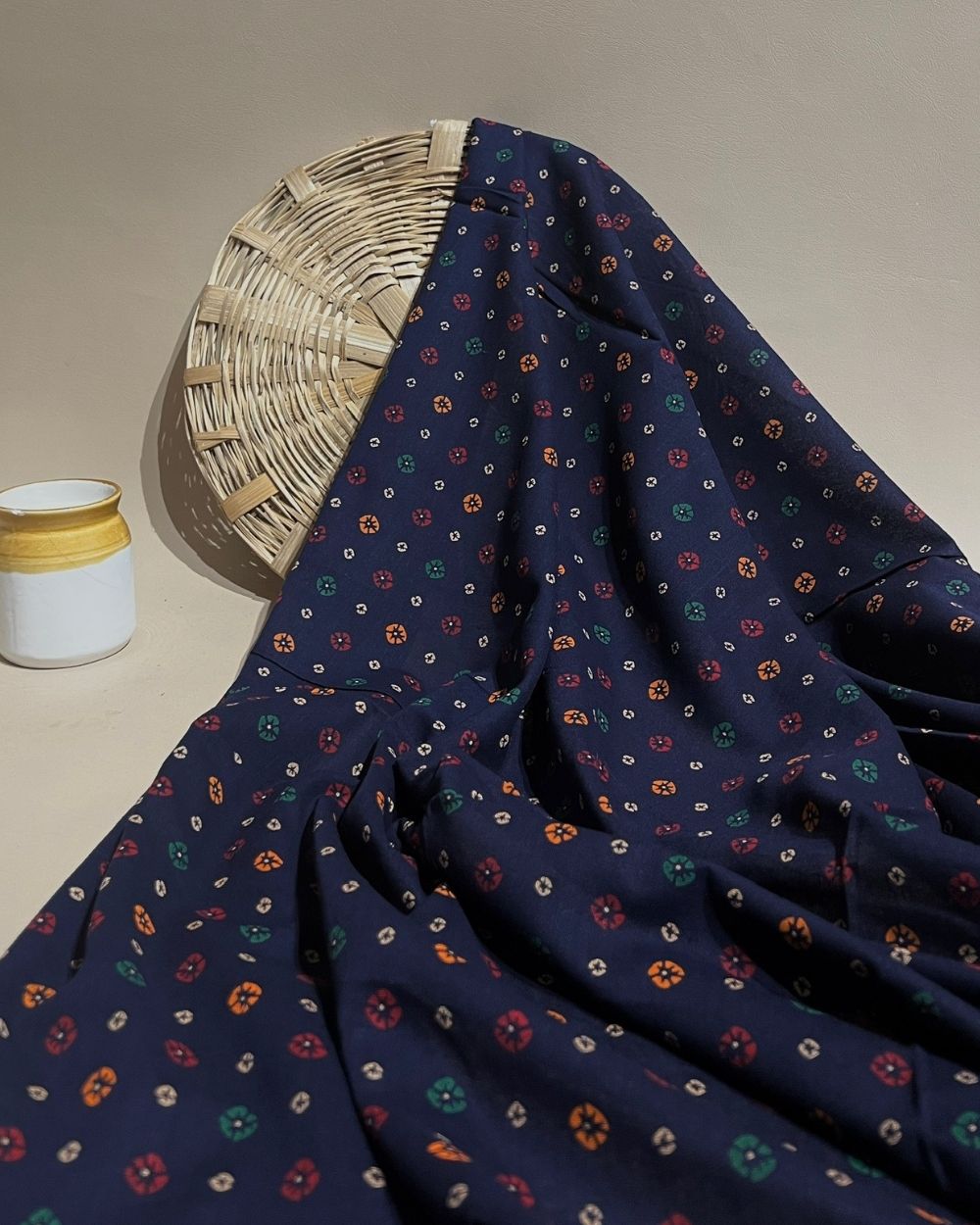 Gujari Print Cotton Navy Blue Colour 40 Inches Width
