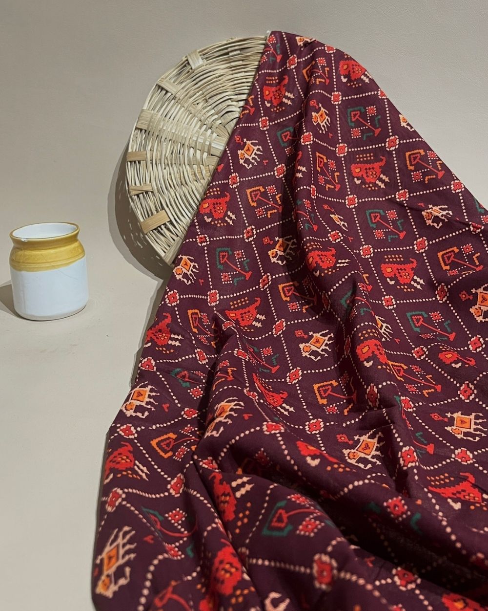 Gujari Print Cotton Maroon Colour 40 Inches Width