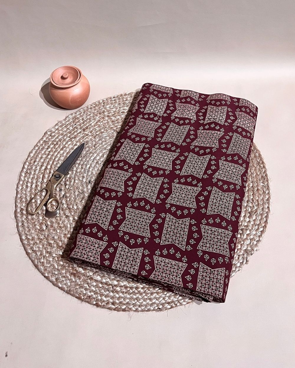 Gujari Print Cotton Maroon Colour 40 Inches Width