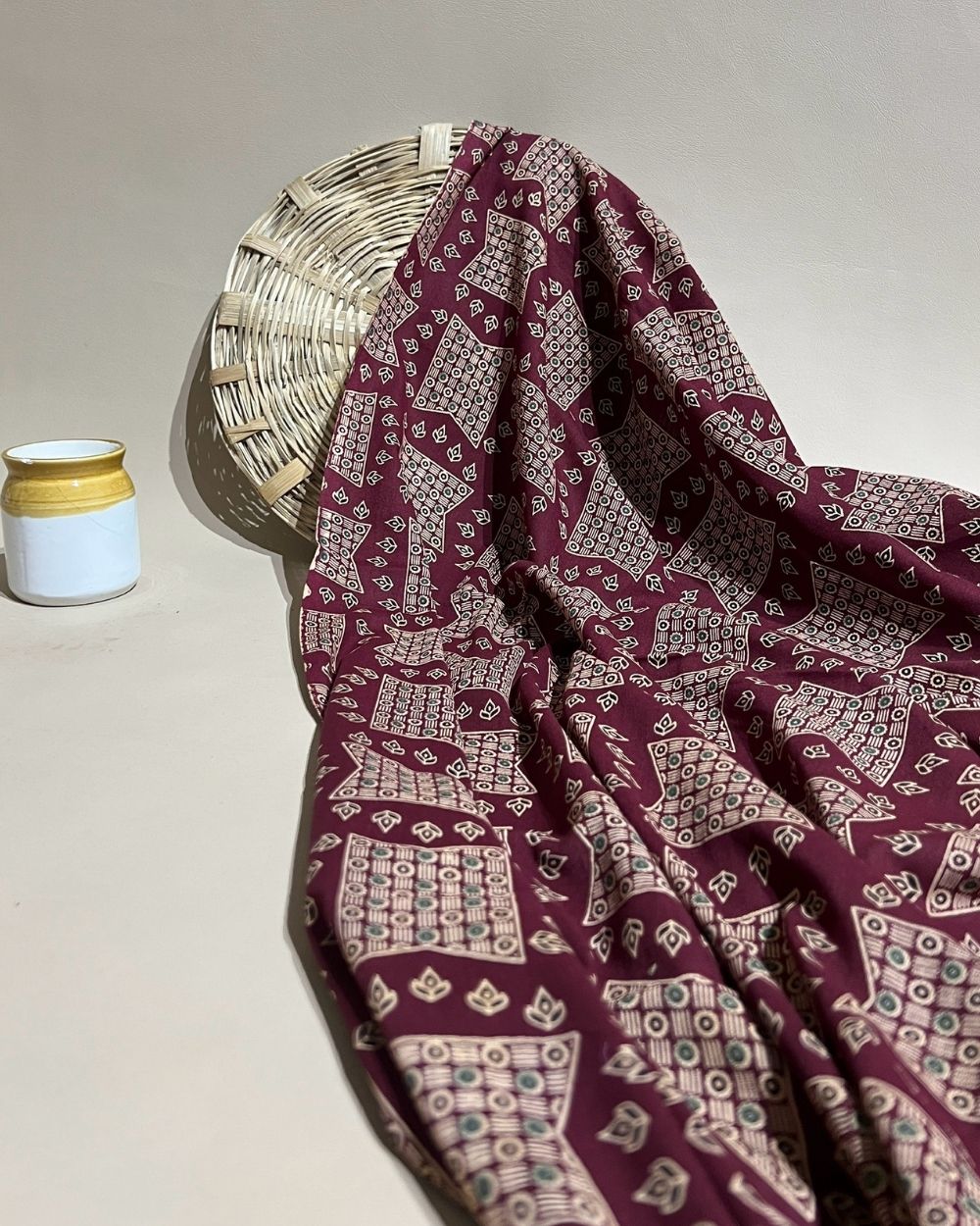 Gujari Print Cotton Maroon Colour 40 Inches Width