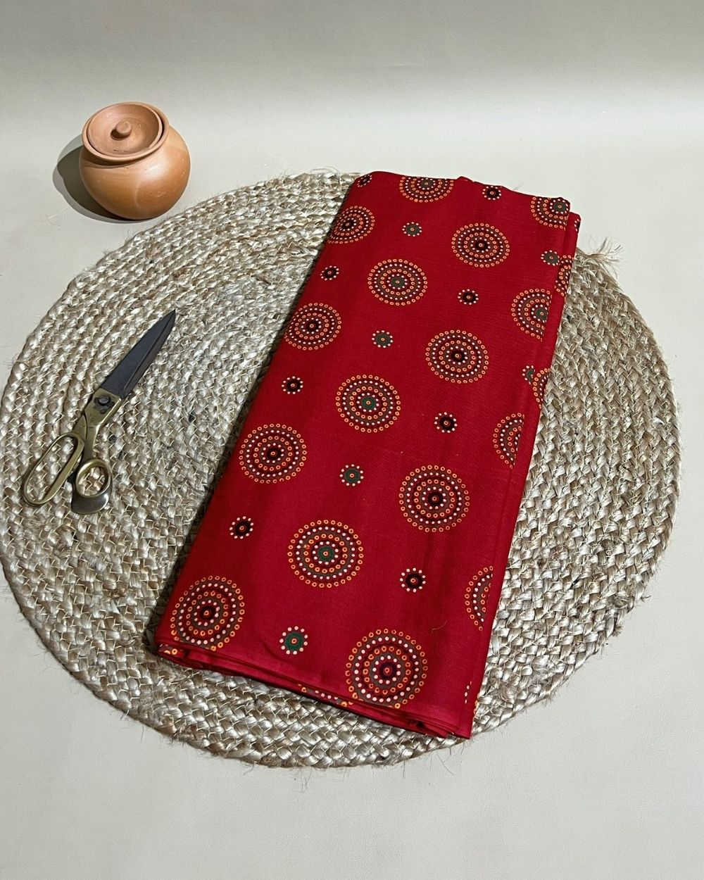 Gujari Print Cotton Red Colour 40 Inches Width