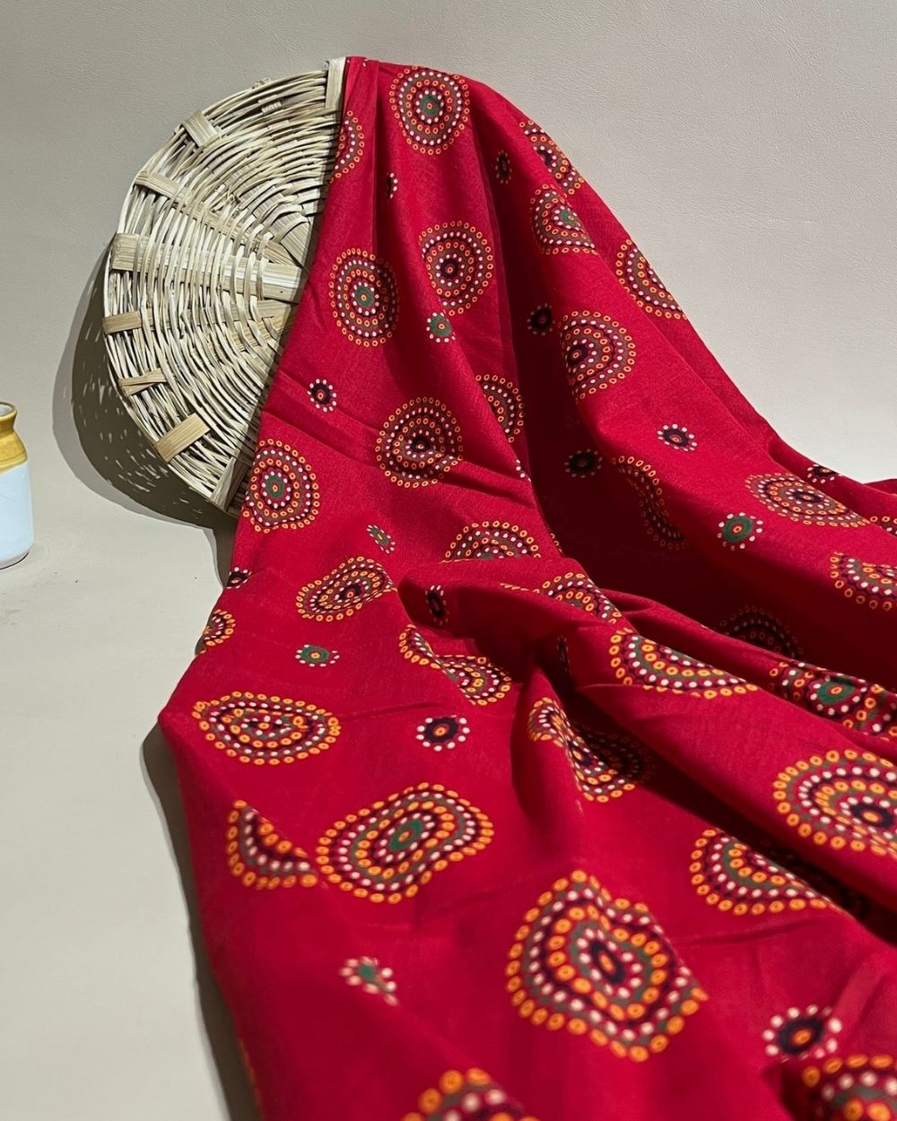 Gujari Print Cotton Red Colour 40 Inches Width