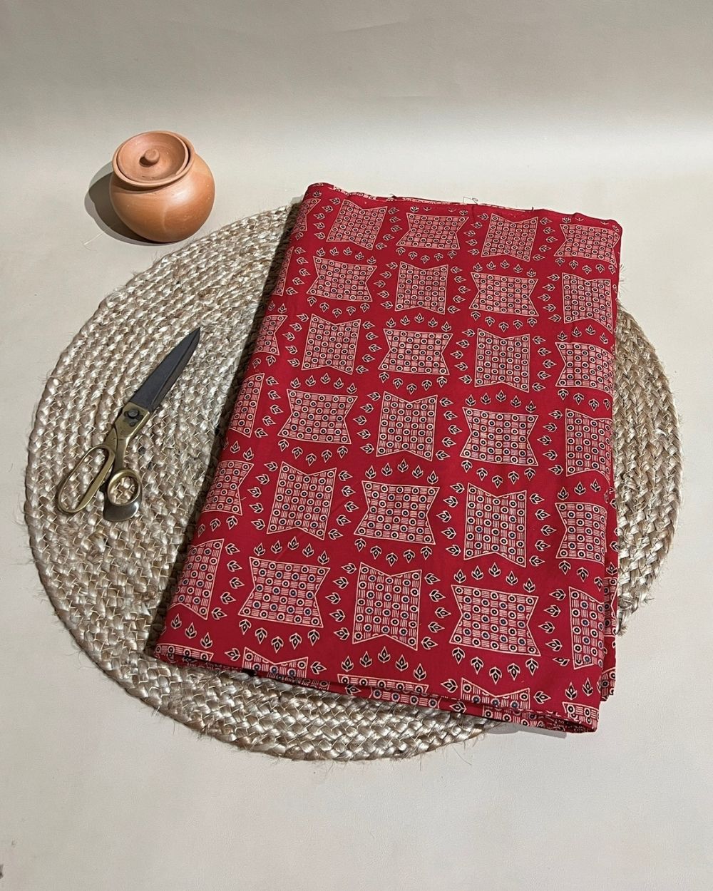 Gujari Print Cotton Red Colour 40 Inches Width