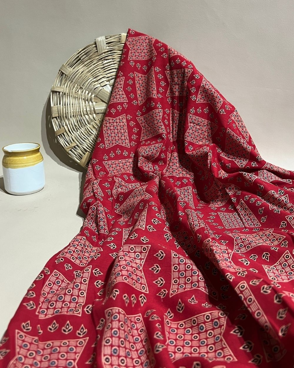 Gujari Print Cotton Red Colour 40 Inches Width