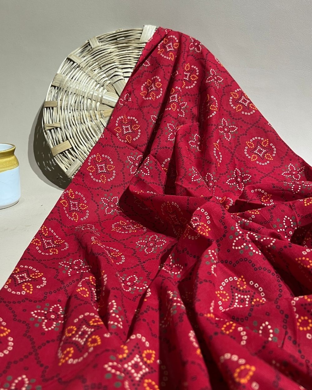 Gujari Print Cotton Red Colour 40 Inches Width