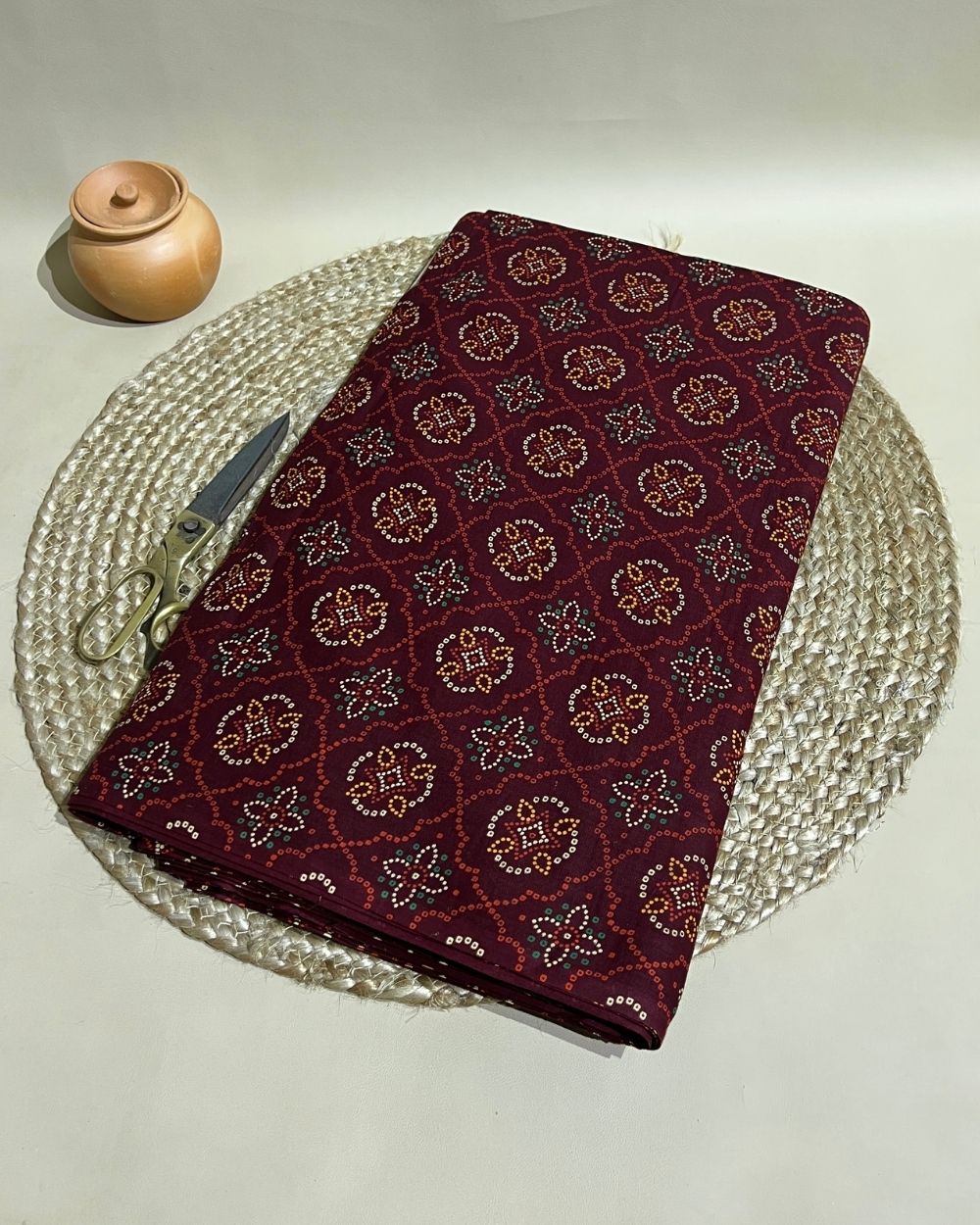 Gujari Print Cotton Maroon Colour 40 Inches Width