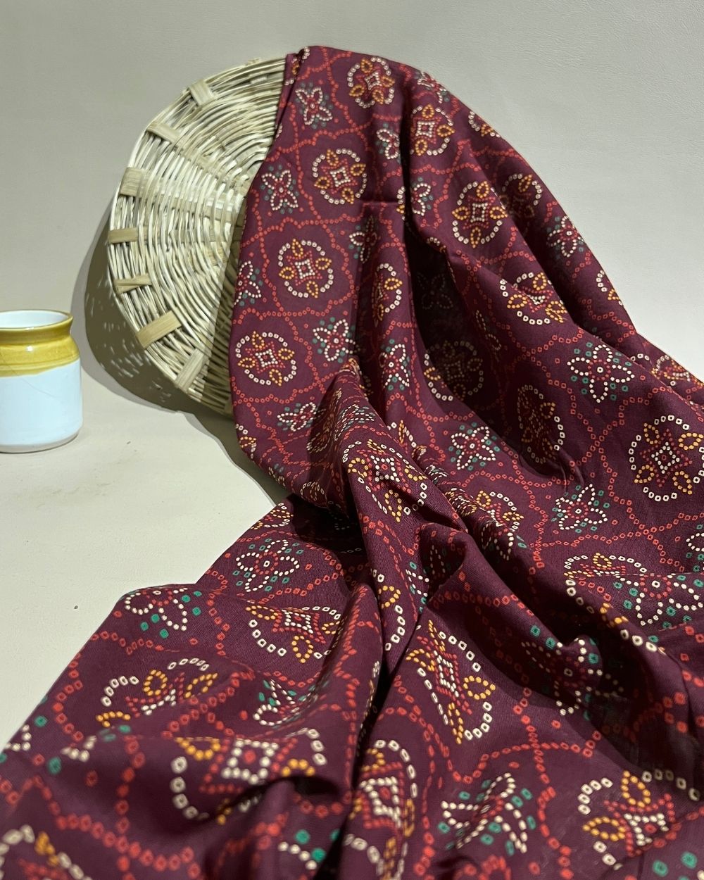 Gujari Print Cotton Maroon Colour 40 Inches Width