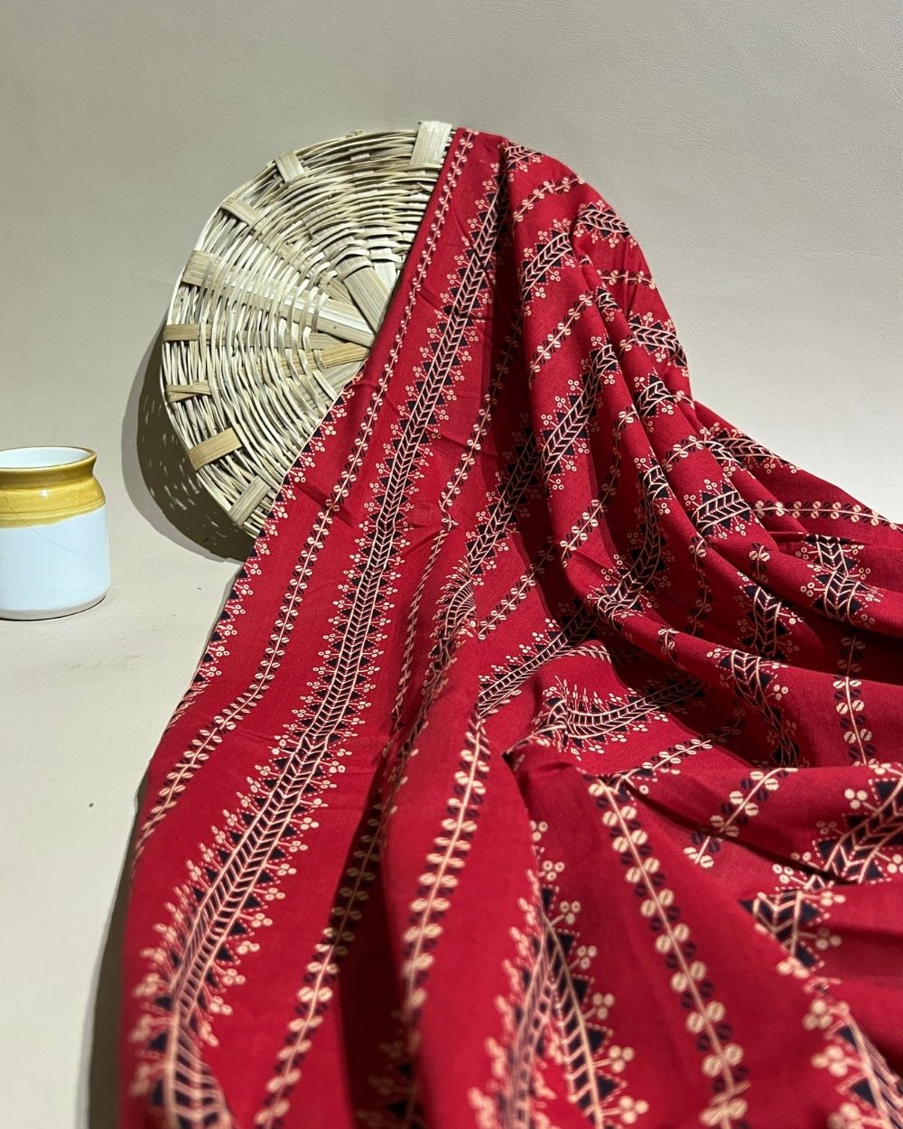 Gujari Print Cotton Red Colour 40 Inches Width