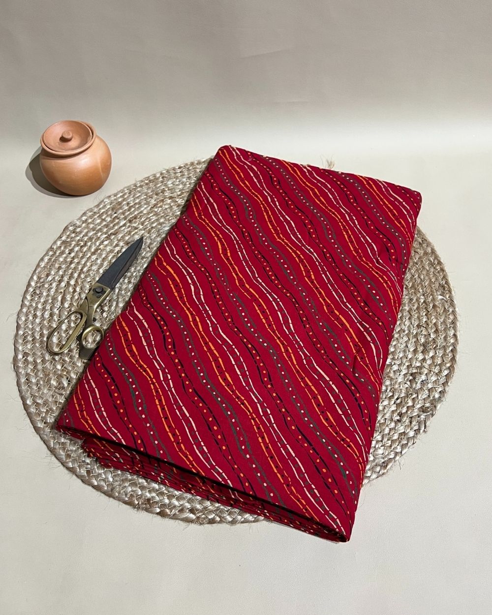 Gujari Print Cotton Red Colour 40 Inches Width
