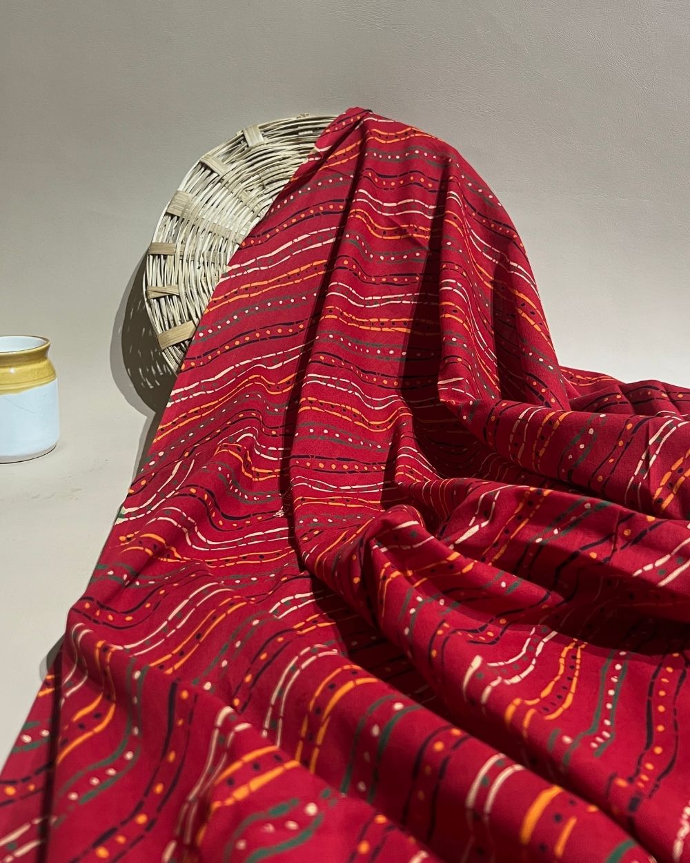 Gujari Print Cotton Red Colour 40 Inches Width
