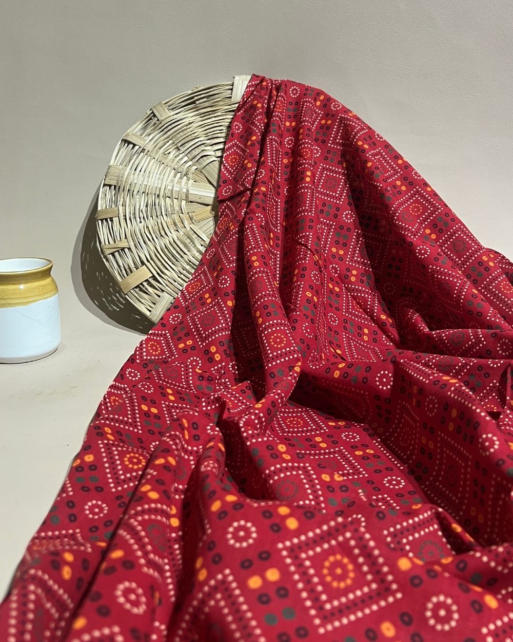 Gujari Print Cotton Red Colour 40 Inches Width