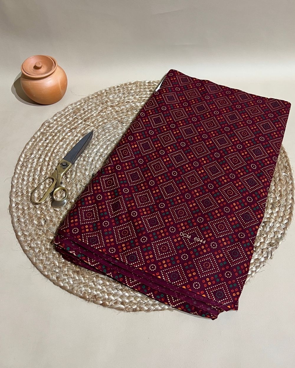 Gujari Print Cotton Maroon Colour 40 Inches Width