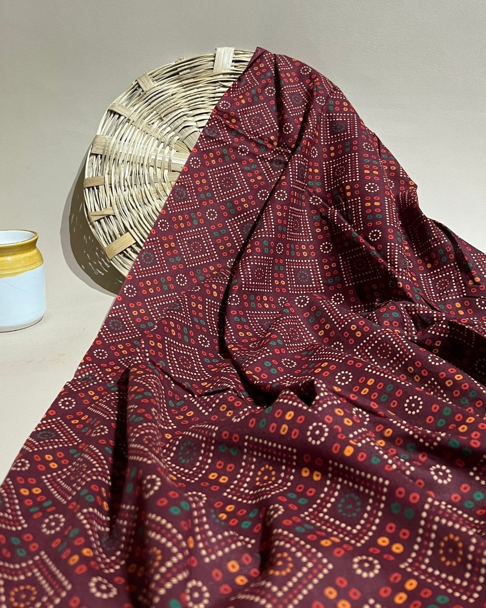 Gujari Print Cotton Maroon Colour 40 Inches Width