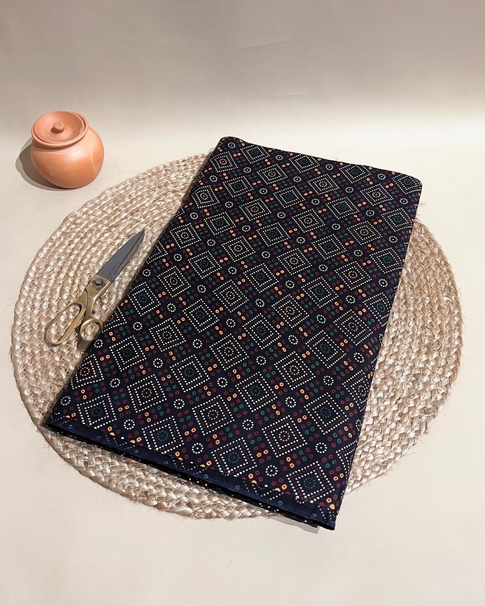 Gujari Print Cotton Dark Navy Blue Colour 40 Inches Width