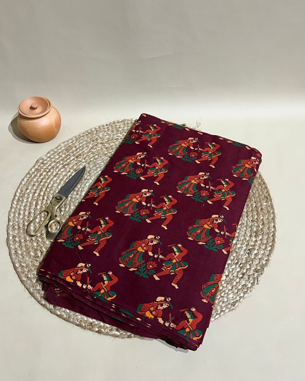 Gujari Print Cotton Maroon Colour 40 Inches Width