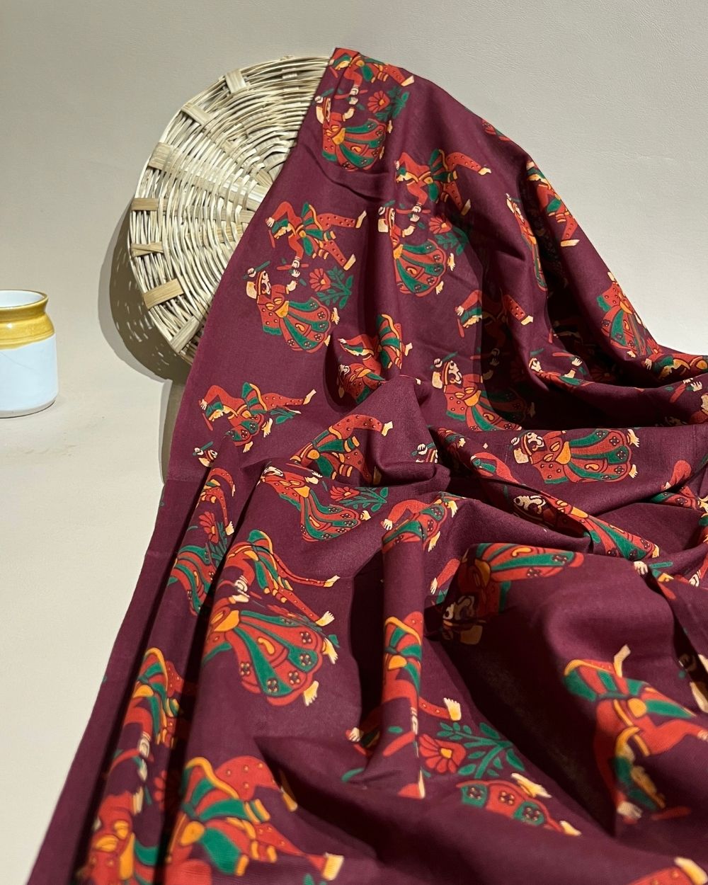 Gujari Print Cotton Maroon Colour 40 Inches Width