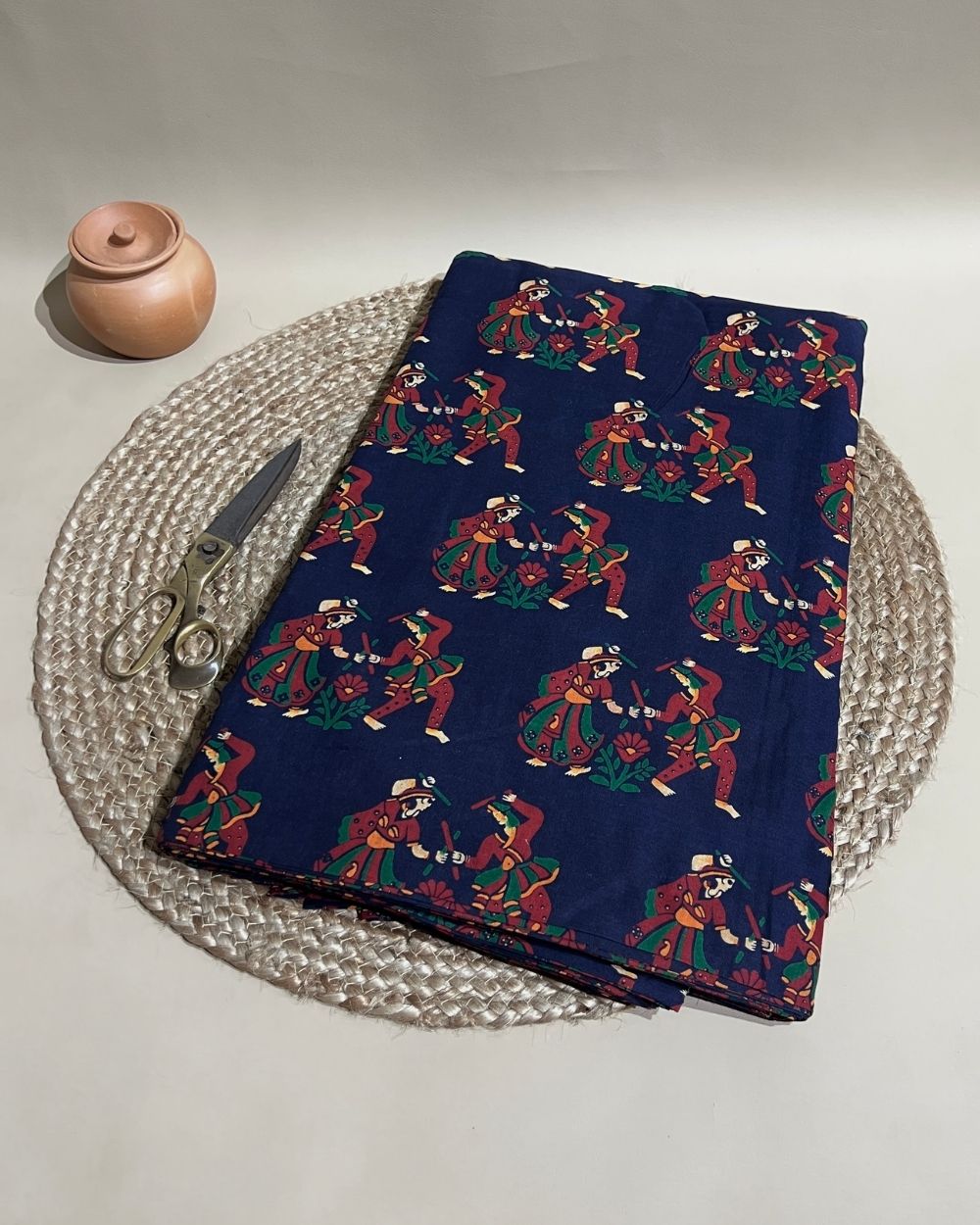 Gujari Print Cotton Navy Blue Colour 40 Inches Width
