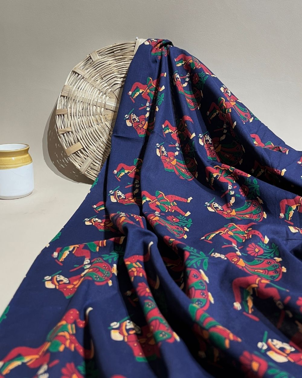 Gujari Print Cotton Navy Blue Colour 40 Inches Width