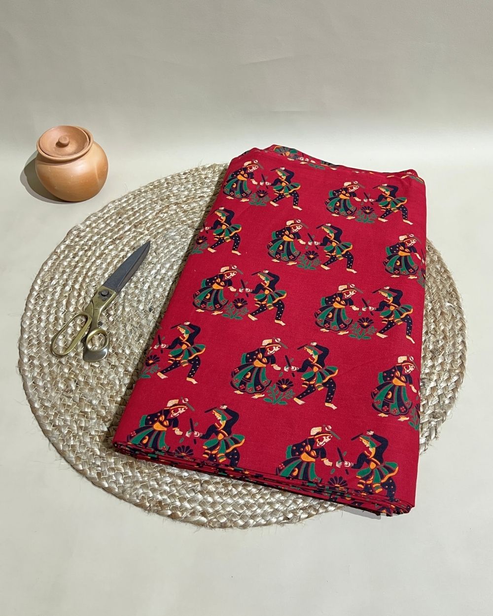 Gujari Print Cotton Red Colour 40 Inches Width