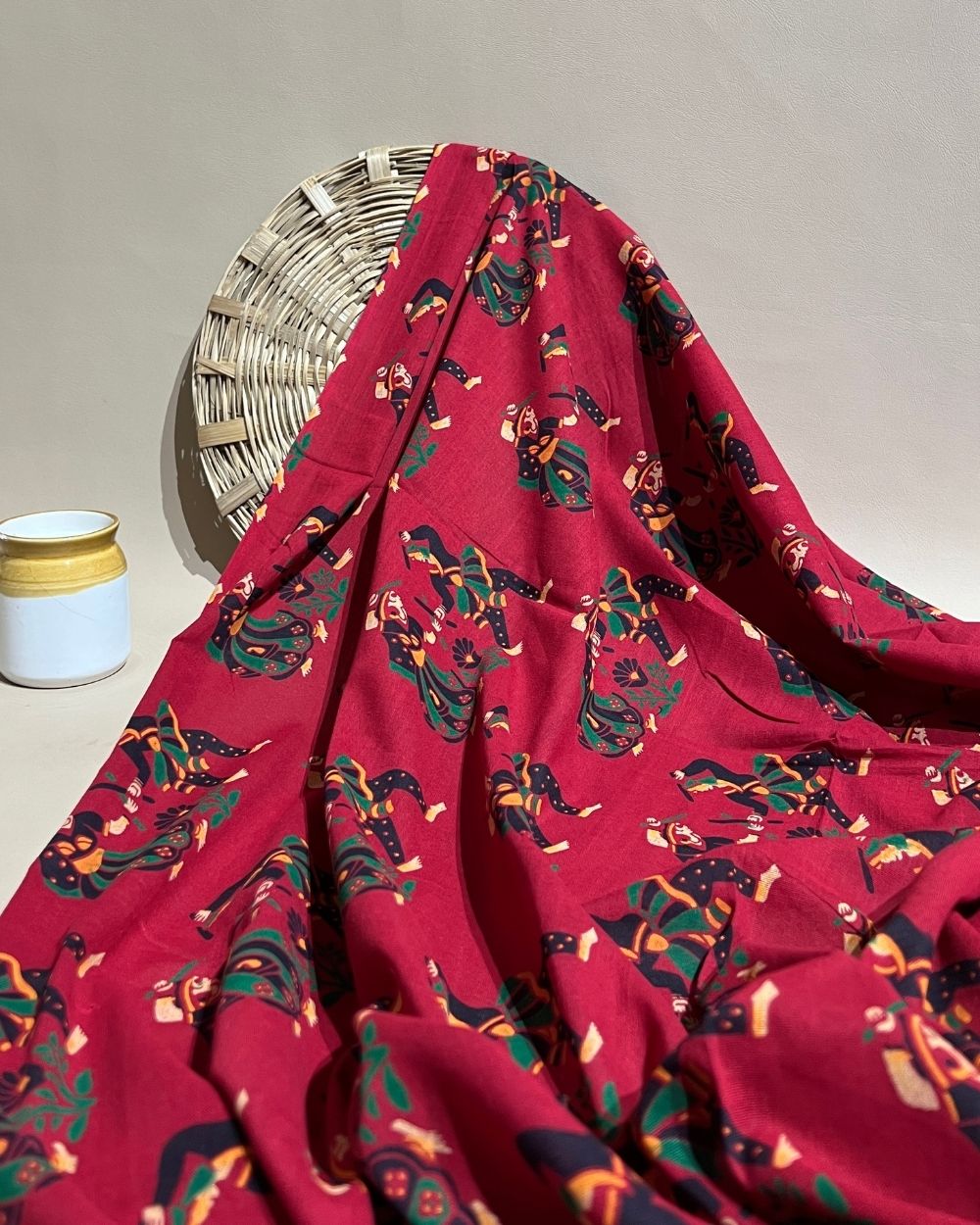 Gujari Print Cotton Red Colour 40 Inches Width