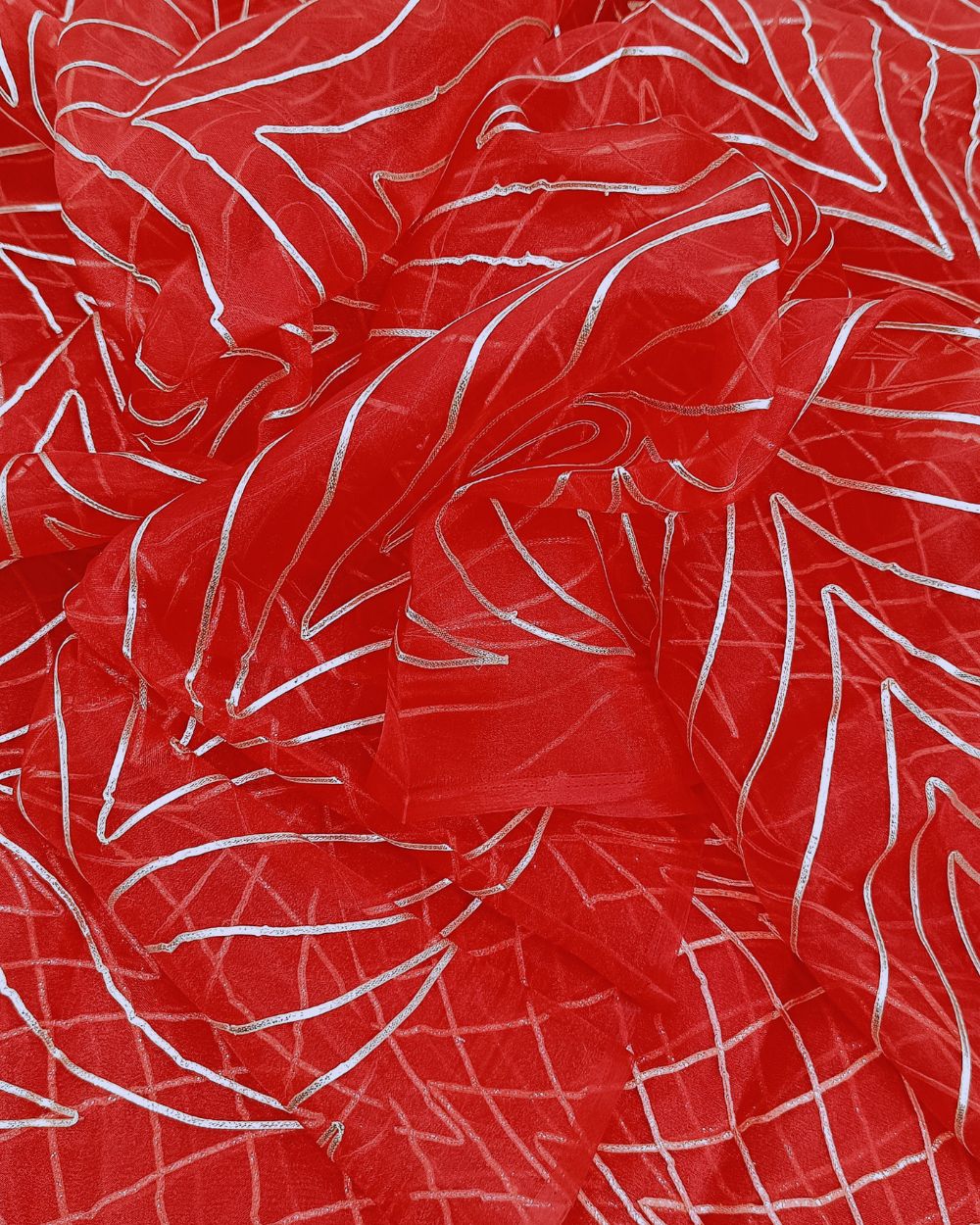 Organza Gotapatti Work Red Colour 43 Inches Width