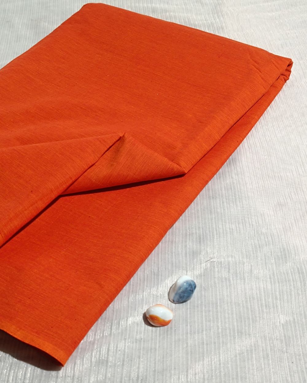 Plain Khadi Cotton Fabric Rust Orange Colour 45 Inches Width