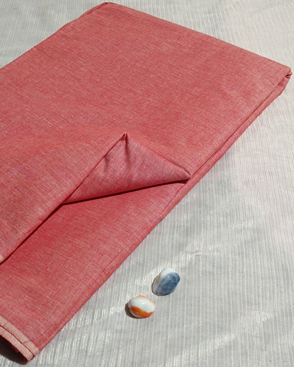 Plain Khadi Cotton Fabric Tomato Red Colour 45 Inches Width