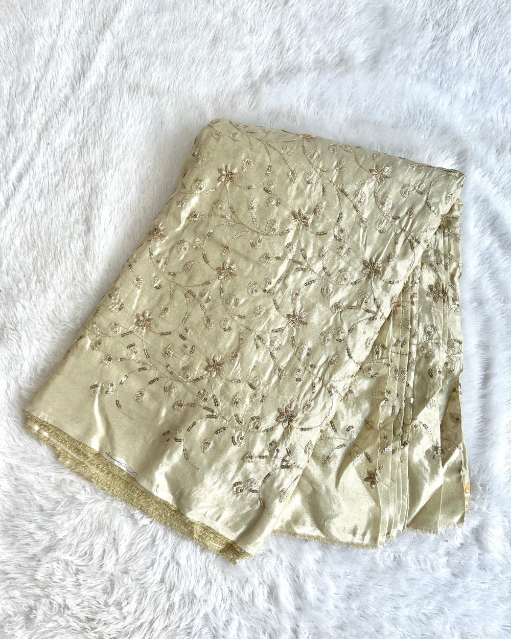 Dyeable Cosmos Work Golden Colour 44 Inches Width