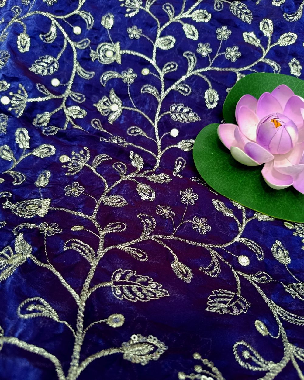 Space Silk Work Blue Colour 44 Inches Width