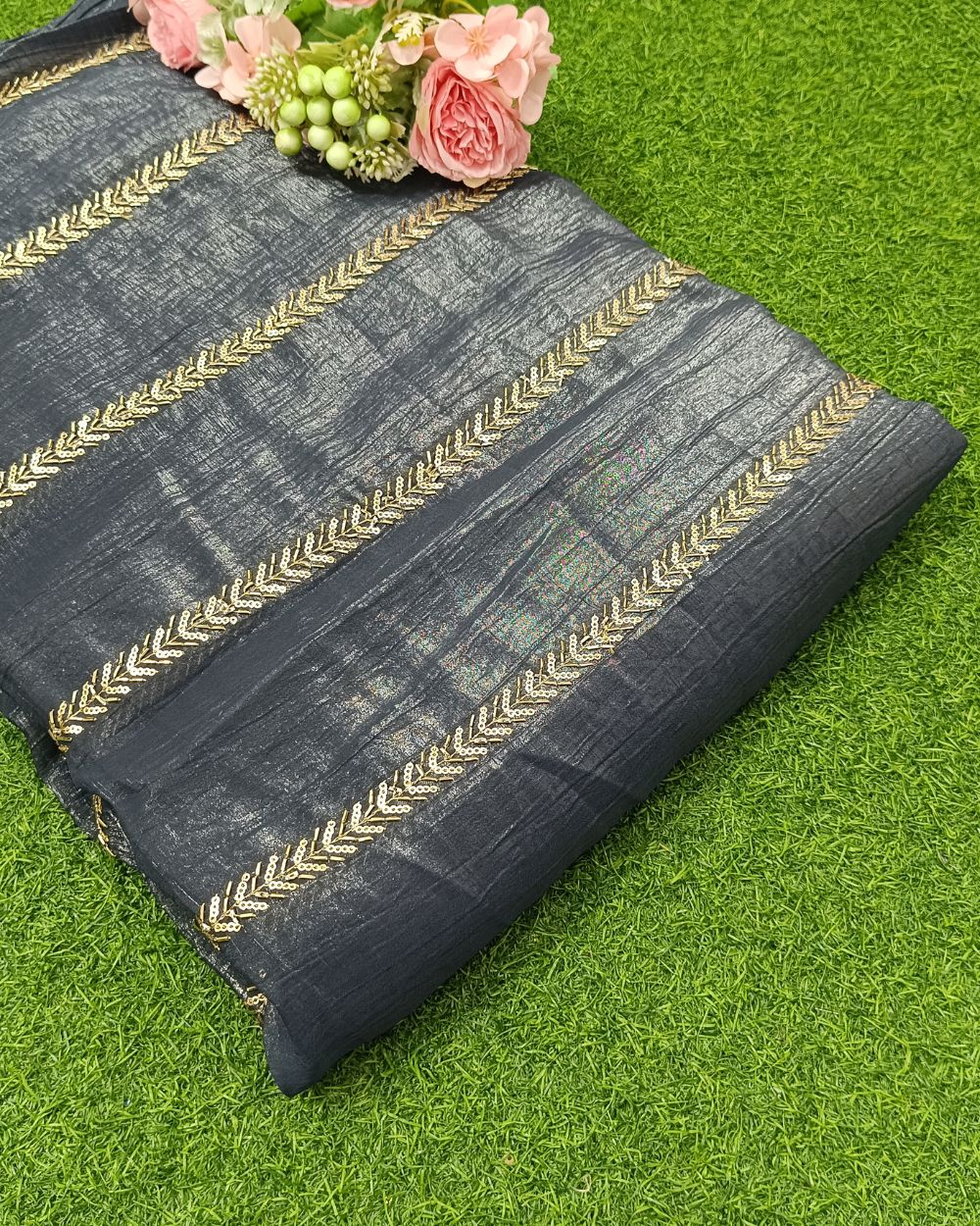 Gold Crush Work Dark Grey Colour 44 Inches Width