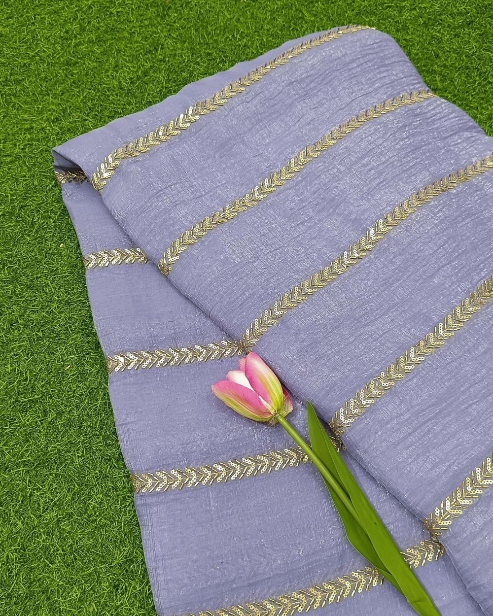 Gold Crush Work Lavender Colour 44 Inches Width