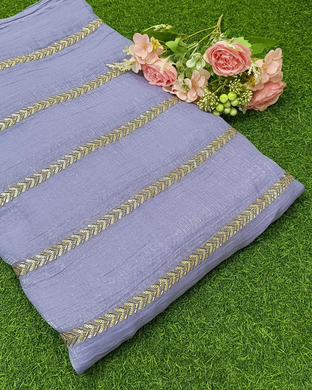 Gold Crush Work Lavender Colour 44 Inches Width