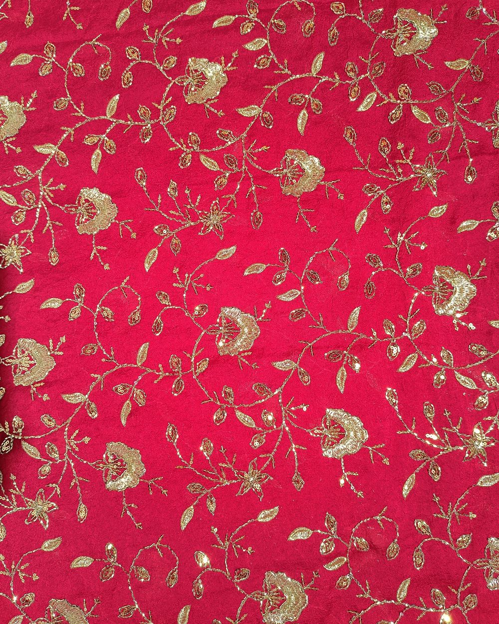 Nayra Crush Silk Work Rani Pink Colour 44 Inches Width