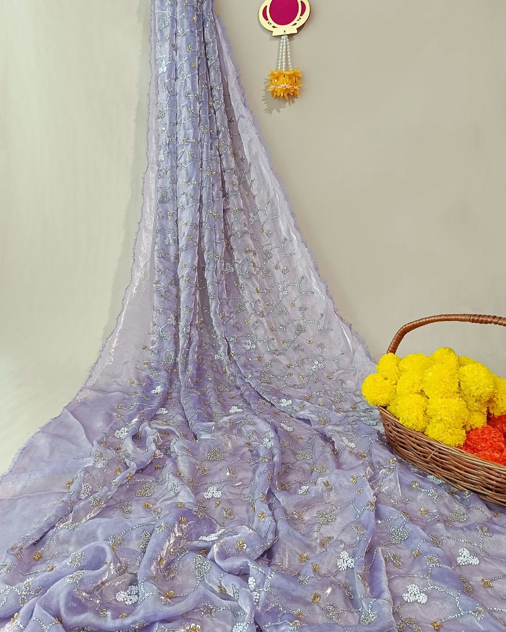 Space Silk Work Lavender Colour 44 Inches Width