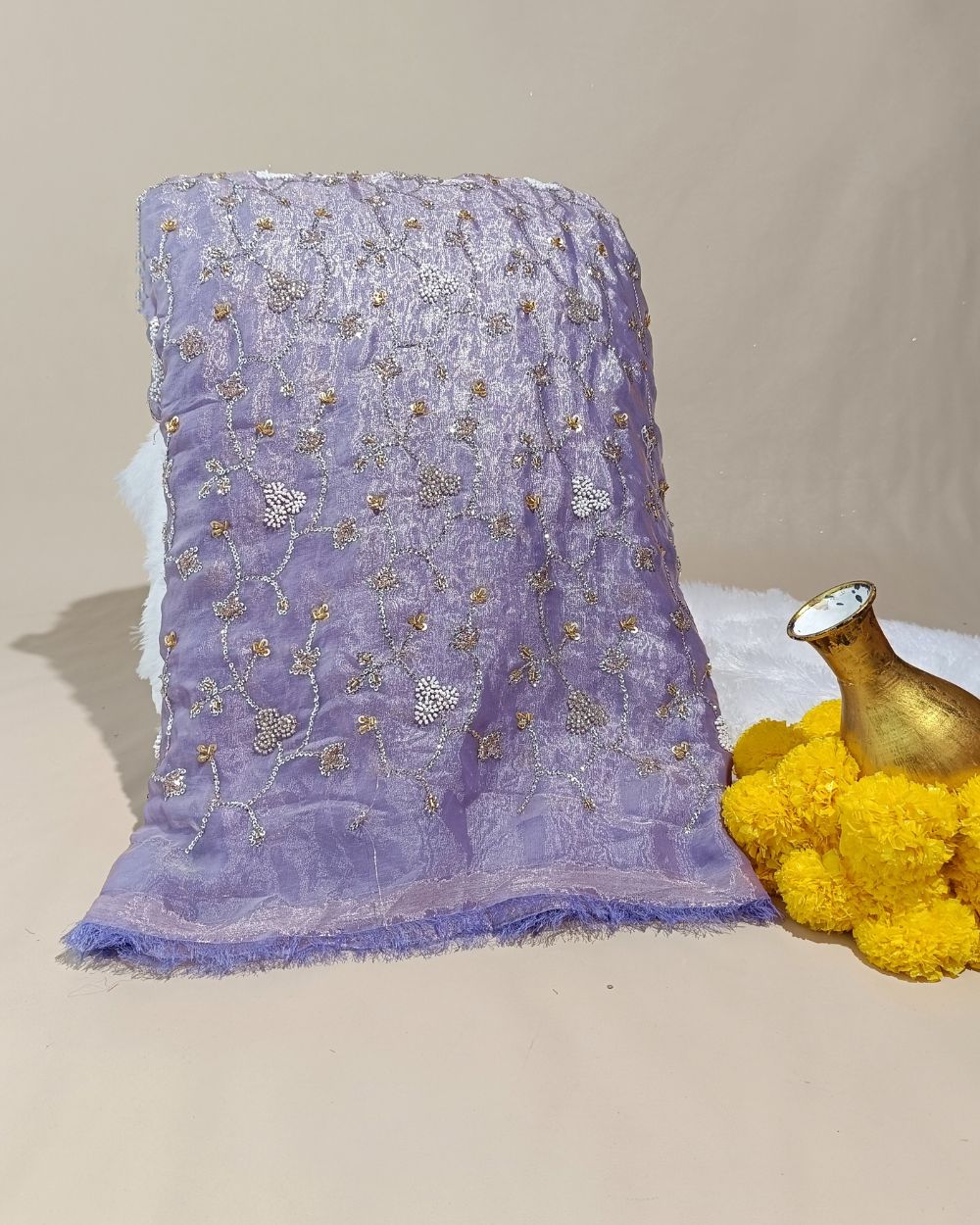 Space Silk Work Lavender Colour 44 Inches Width
