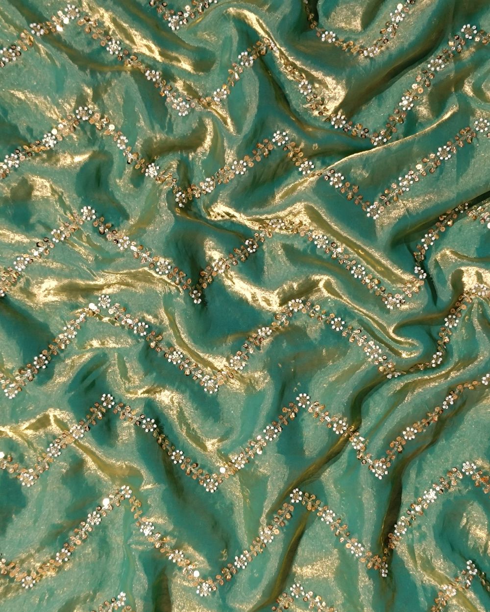 Space Silk Work Light Sea Green Colour 46 Inches Width