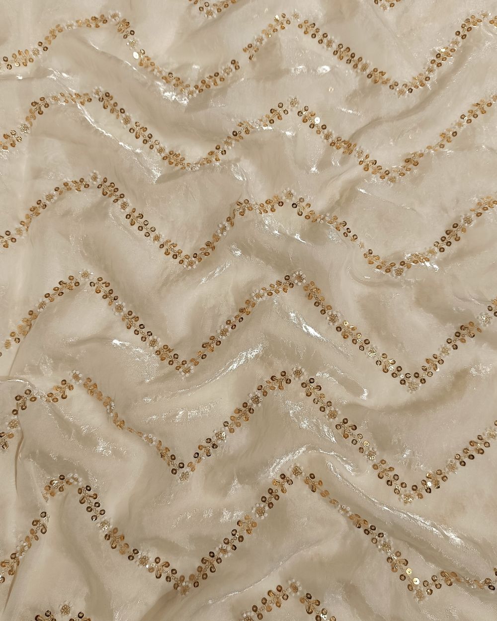 Space Silk Work Off White Colour 46 Inches Width